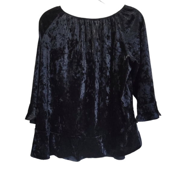 NWT Zac & Rachel PXL Black Velour 3/4 Sleeve Over the Shoulder Blouse - Picture 4 of 8